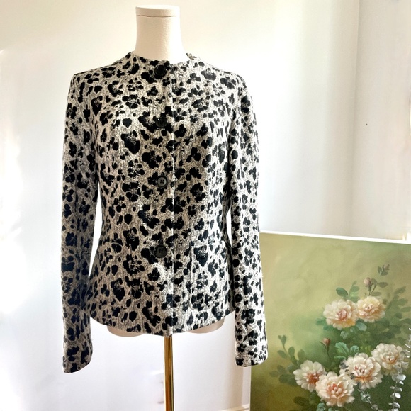 Lafayette 148 Wool Blend Textured Jacket Sz 6 Blazer Abstract Evening Holiday - Picture 1 of 13